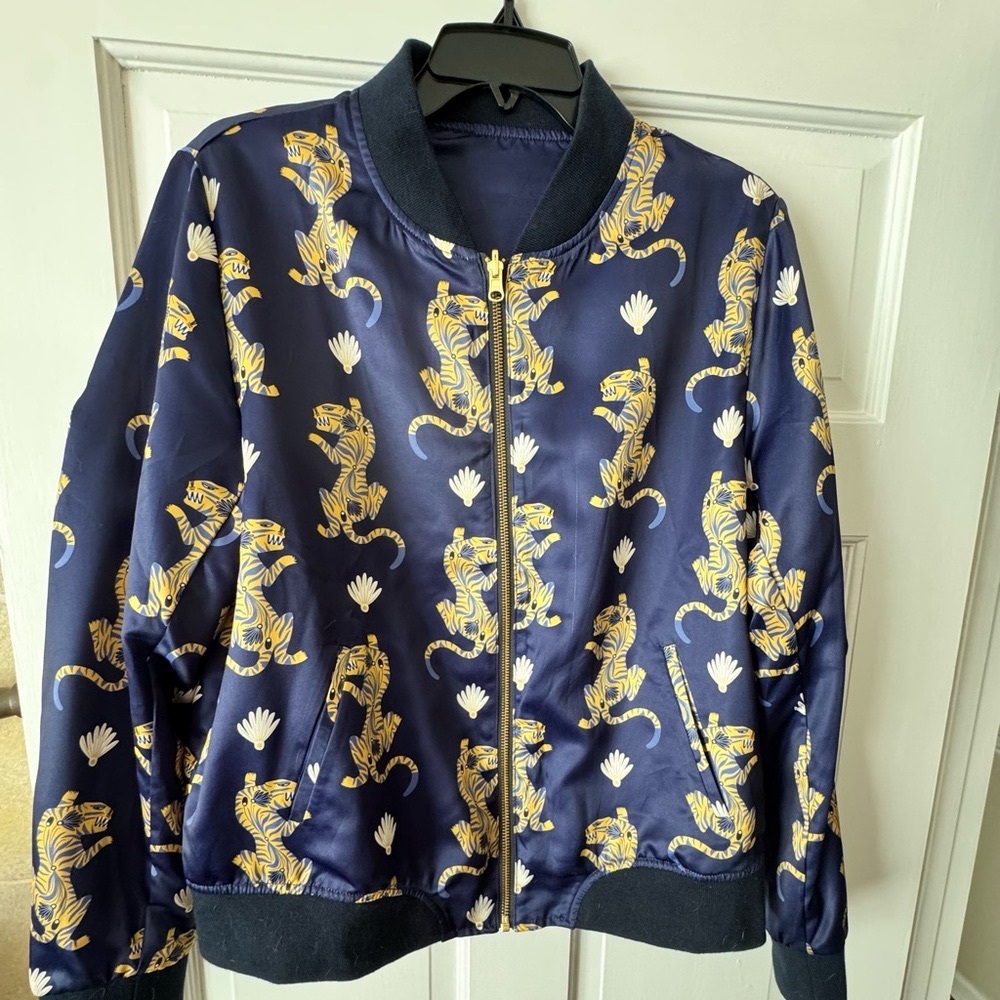 Women’s  Blue Satin reversible  Bomber Jacket